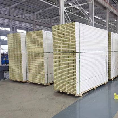 MEIHUA Rock wool/foam Sandwich panels  Fireproof rock wool sandwich tile mechanism rock wool corrugated board